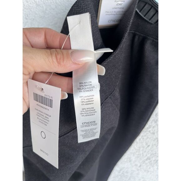 Chicos Chevron Stirrup Leggings - Size 0/ Small - Gray/Black - Picture 9 of 11